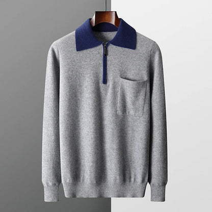 100% Cashmere Polo Zipper